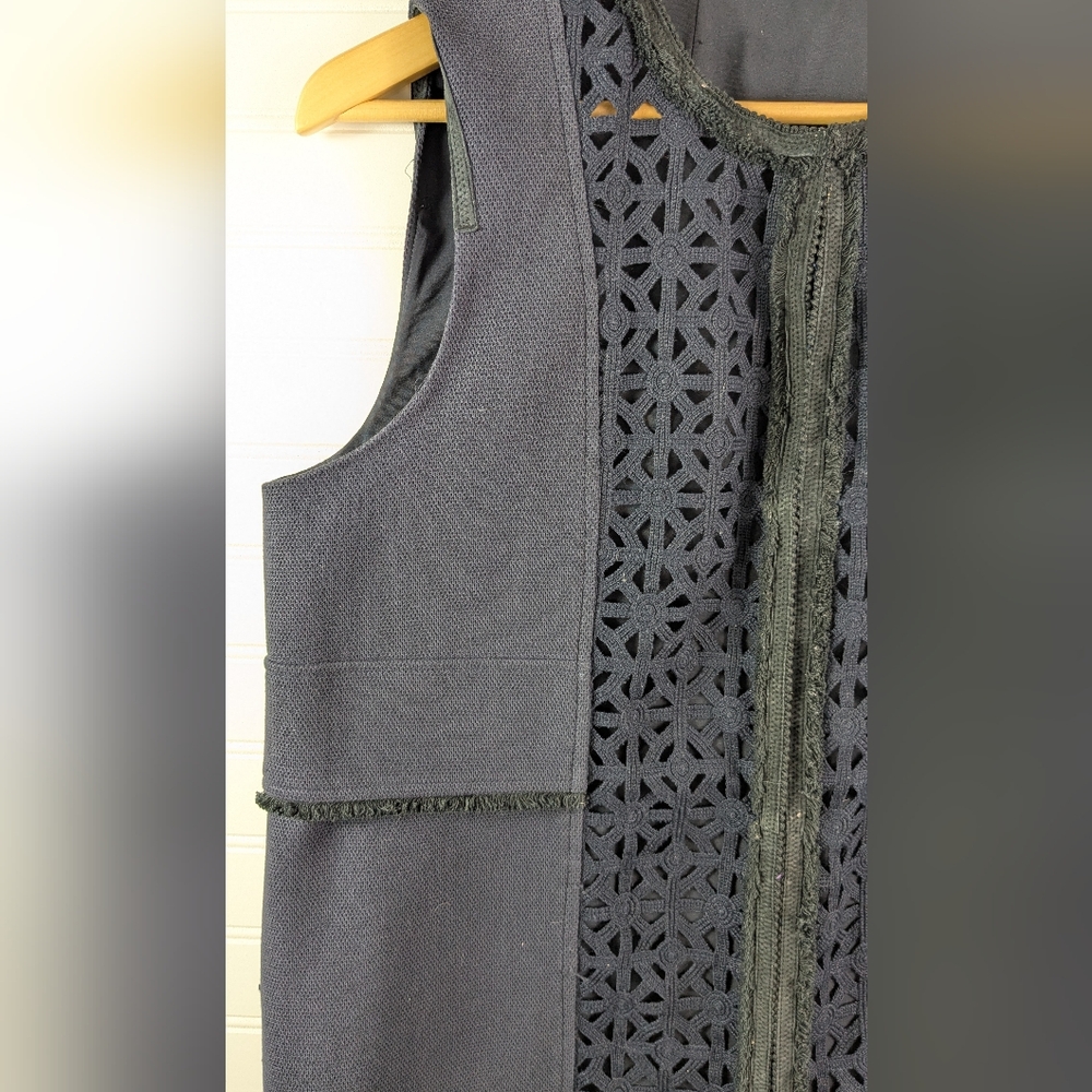 Elie Tahari Midnight Blue Cutout Suede Trim Vest L - Picture 4 of 11